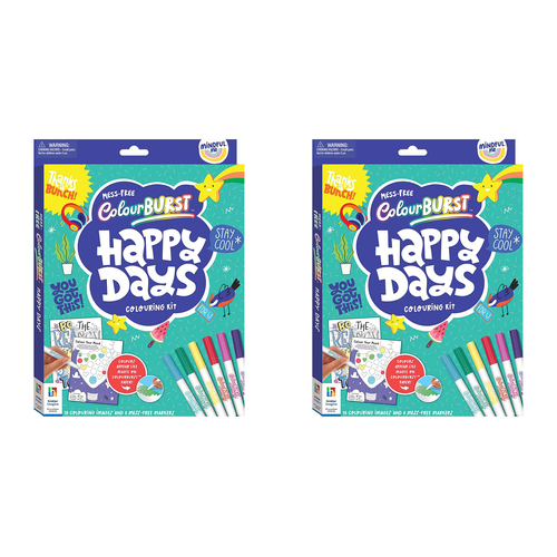 2x Elevate Mindful Me Colour Burst Happy Days Colouring Activity Kit 6y+