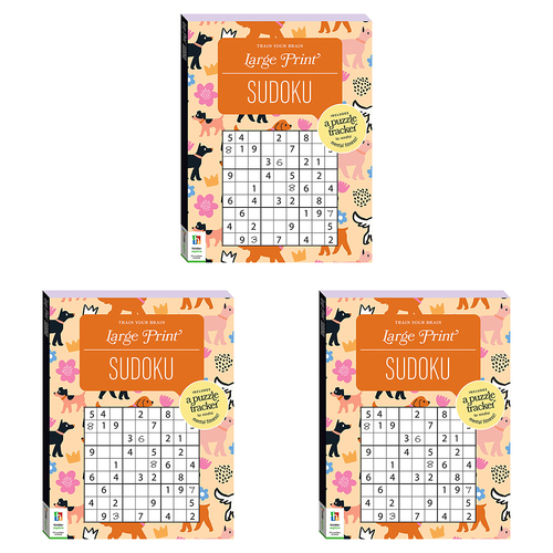 3PK Hinkler Large Print Puzzles Series 3 Sudoku Game Book Adults