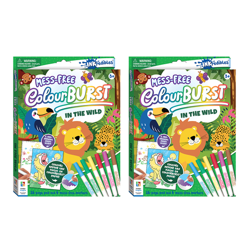 2PK Inkredibles Mess Free Colour Burst In the Wild Activity Book Kids 3+