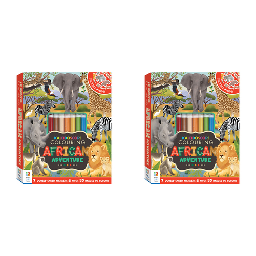 2PK Kaleidoscope Colouring Kit African Adventure Kids Activity Book 6-12y