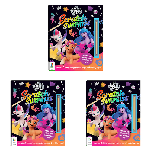 3PK My Little Pony Scratch Surprise Reveal Activity Book Kids 3y+