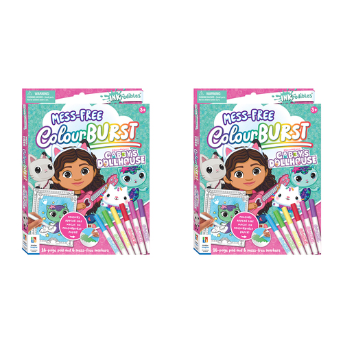 2x Inkredibles Colour Burst Gabby's Dollhouse Colouring Activity Kit 8y+