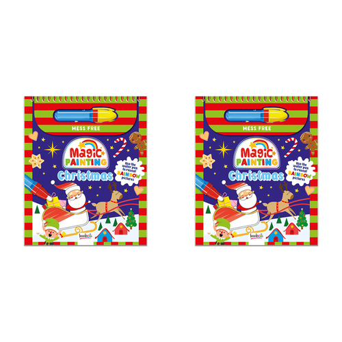 2PK Bookoli Magic Painting Mess Free Christmas Colour Book w/ Pen Kids