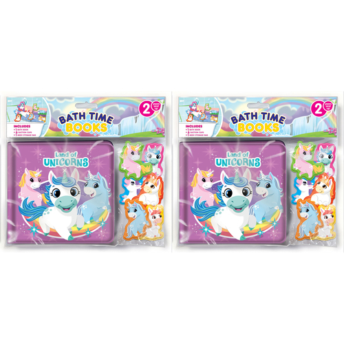 2PK Unicorns Kids/Children Waterproof Bath Time Books Eva Bag 3y+