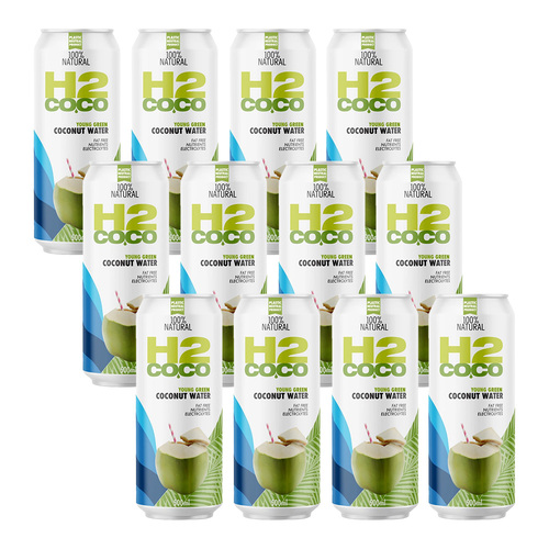 12PK H2 Coco 500ml Pure Coconut Water Can Fat Free Drink