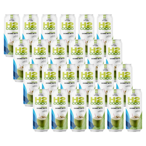 24PK H2 Coco 500ml Pure Coconut Water Can Fat Free Drink