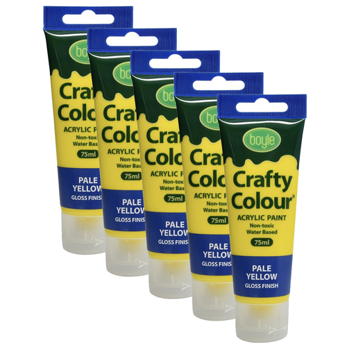 5x Crafty Colour Art/Craft 75ml Acrylic Paint Tube - Pale Yellow