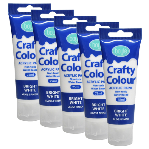 5x Crafty Colour Water-Based 75ml Acrylic Paint - Bright White