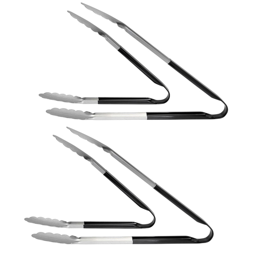 2x 2pc Cuisena 24/30cm Stainless Steel Utility Tongs Cooking Utensil Set