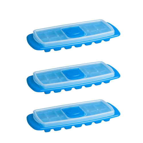 3PK Cuisena 30cm Airtight Stackable Ice Cube Tray w/ Lid - Blue