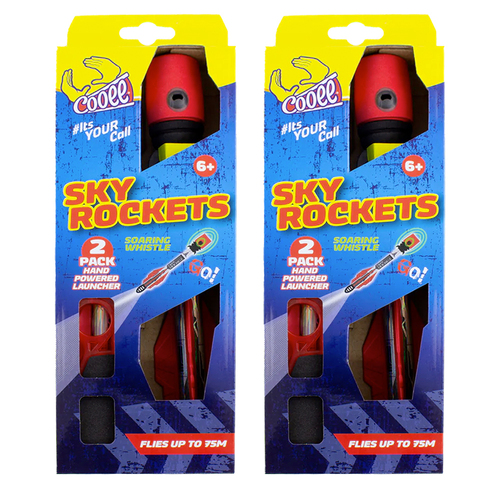 2x 3pc Cooee Sky Rockets Hand Launcher Backyard Game