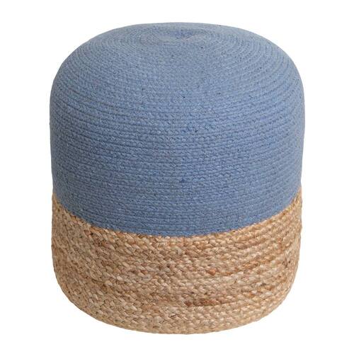 J. Elliot Henri Ottoman 45x45x40cm Natural & Steel Blue