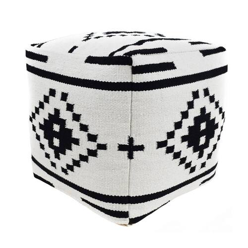 J. Elliot Ezra Ottoman 45x45x40cm White & Black