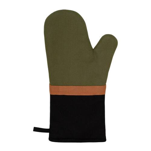 J. Elliot Selby Oven Mitt 34x15cm Olive & Black