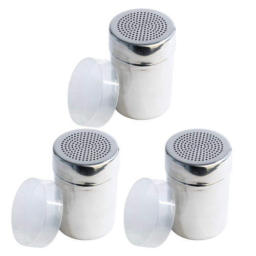 3PK Cuisena Stainless Steel Shaker w/ 2mm Holes Lid - Silver