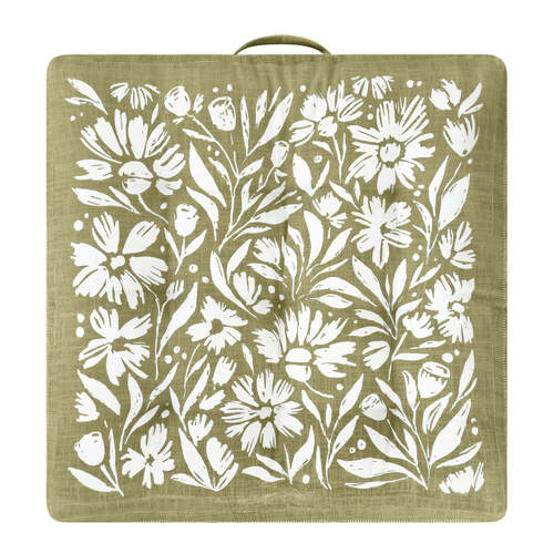 J.Elliot Home Kennedy Floor Cushion 65x65x12cm Olive & Ivory