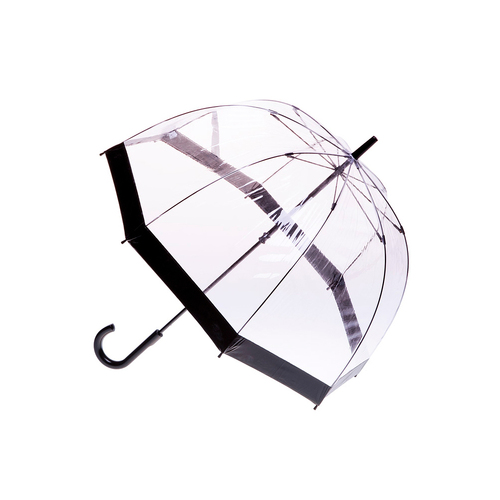 Clifton Women's Walking 87cm Clear PVC Birdcage Umbrella - Black Border