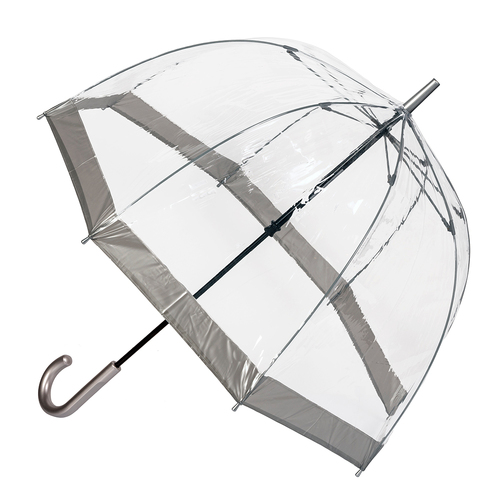 Clifton Women's Walking 87cm Clear PVC Birdcage Umbrella - Silver Border