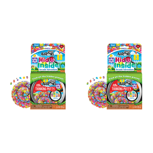 2PK Crazy Aarons Thinking Putty Arcade Adventure Hide Inside Toy 10cm 3y+