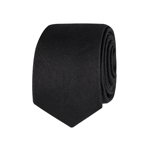 Abelard Linen Classic Mens Fashion Formal Plain Suit Tie - Black