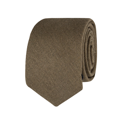 Abelard Linen Classic Mens Fashion Formal Plain Suit Tie - Olive