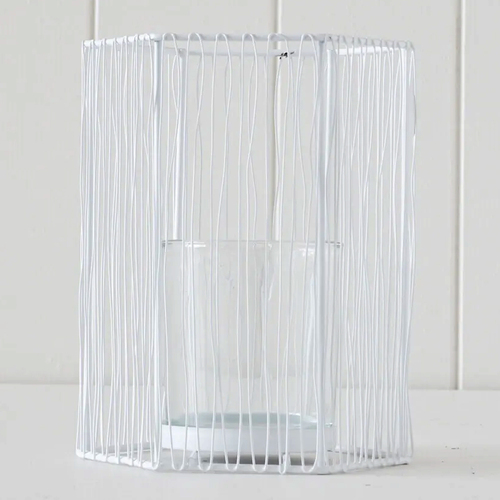 Rayell Votive Candle Holder Metal Small White 10x12x9cm