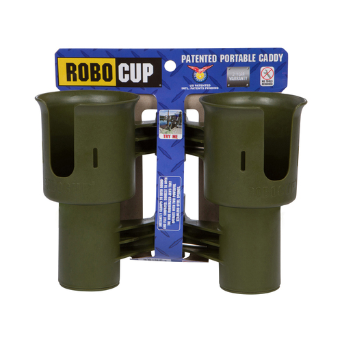 Robo Cup Portable 2-Drink Caddy/Bottle Holder - Olive Green