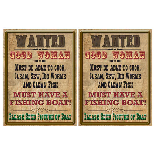 2PK AFN Aluminium 30x40cm Tin Sign Wanted Good Woman Wall Hanging Signage