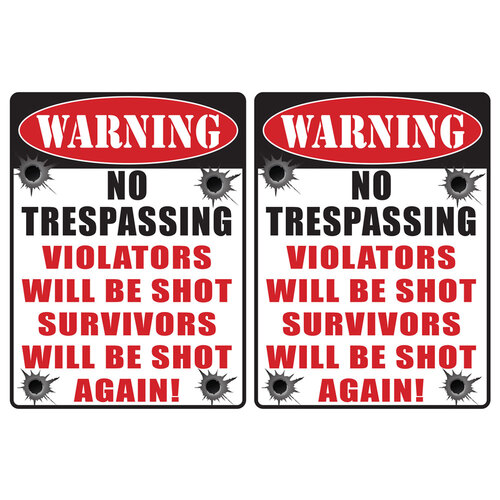 2PK AFN Aluminium 30x40cm Tin Sign Trespassing Survivors Wall Hanging Signage