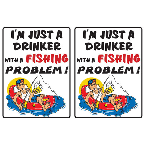 2PK AFN Aluminium 30x40cm Tin Sign Fishing Problem Wall Hanging Signage