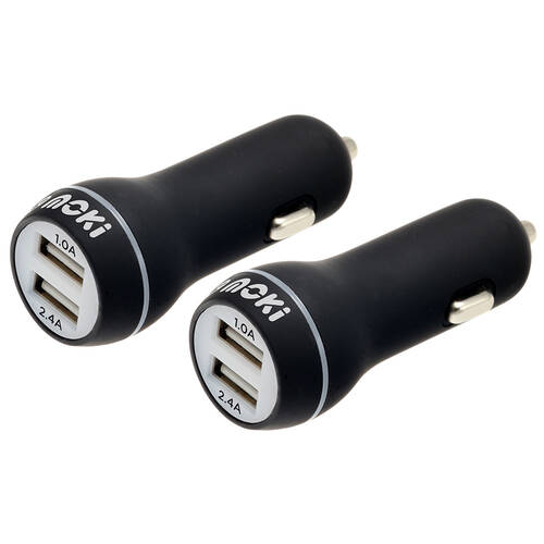 2PK Moki Dual USB Car Charger - Black