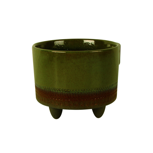 Maine & Crawford Tage 21cm Ceramic Plant Pot w/ Feet - Olive Green