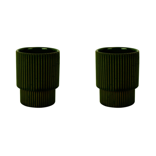 2PK Maine & Crawford Siri 13cm Ceramic Plant Pot - Olive Green