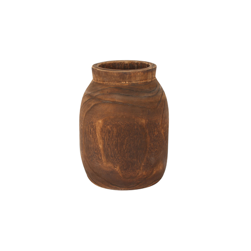 Maine & Crawford Ulla 25x14cm Wood Flower Vase - Brown