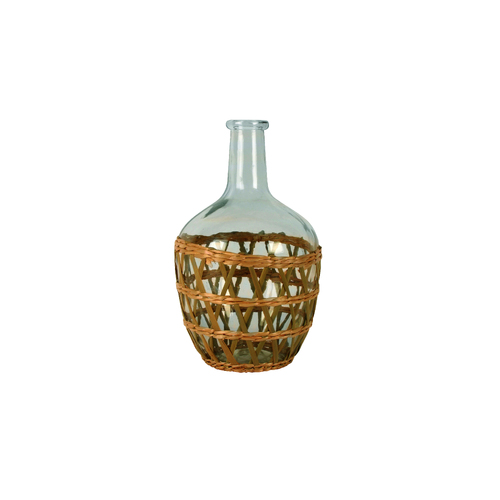 Maine & Crawford 30x18cm Tate Seagrass Woven Glass Vase Home Decor