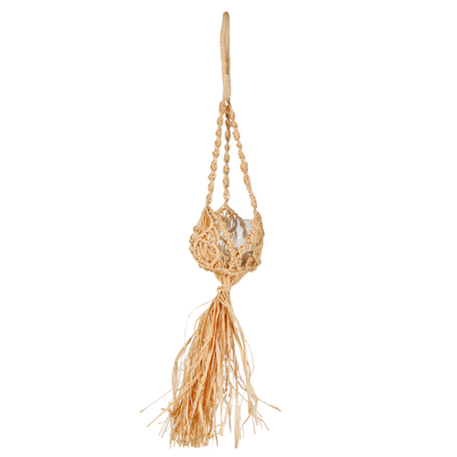 Maine & Crawford Cheli Raffia 90cm Hanging Planter - Natural