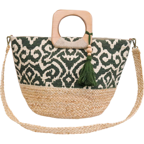 LVD Jute Shopper Bag Olive Womens Shoulder Handbag Carrier 50x30cm