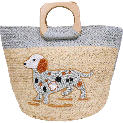 LVD Jute Dachsund Portable On The Go Decorative Carry Bag