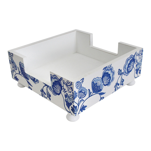 LVD Wood 19cm Napkin Holder Home/Kitchen Square - Blue/White