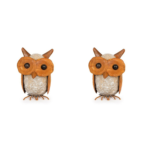 2x Garden 18cm Metal Owl Resin/Rust Small Outdoor Decor