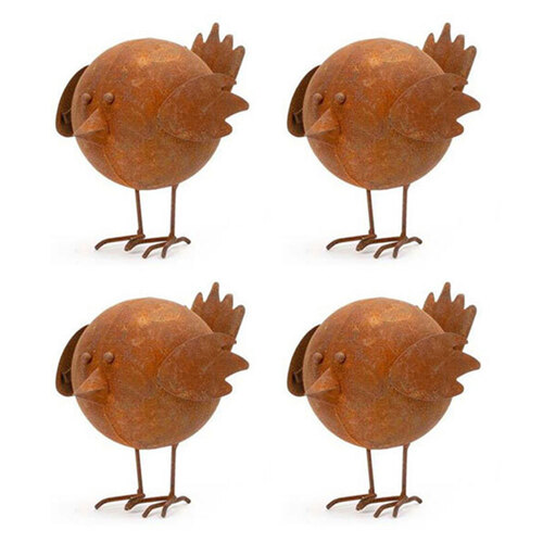 4x Garden 13cm Metal Tweety Small Outdoor Decor - Rust