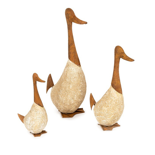 3pc Garden Poly/Metal 26/37/49cm Geese Set Outdoor Decor