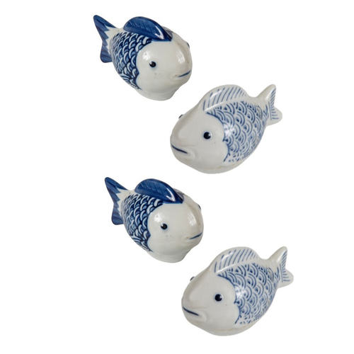 4x Garden 7.3cm Floating Porcelain Fish Outdoor Decor Medium - Assorted