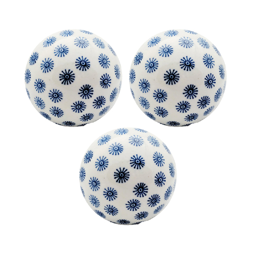 3x Garden 7.5cm Porcelain Ball Medium Outdoor Decor - Assorted