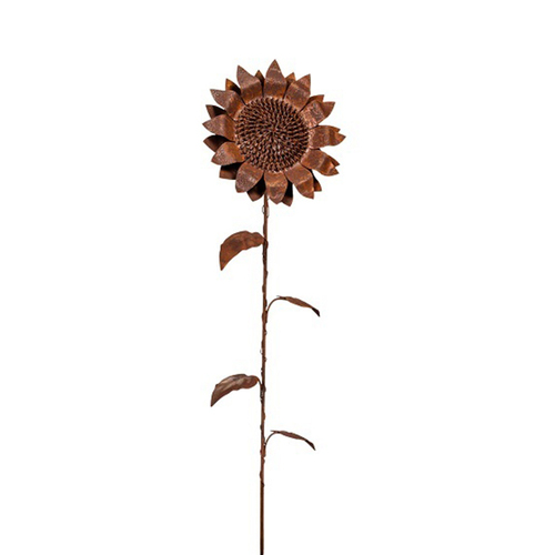 Garden 114cm Rust Metal Stake Sunflower Rust Small Outdoor Decor