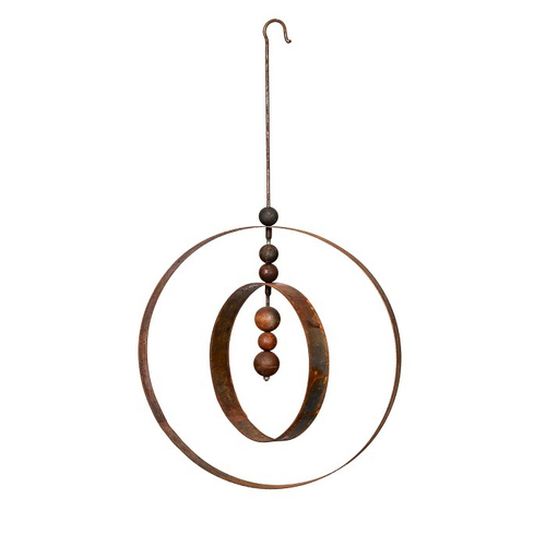 Garden 71cm Rust Metal Hanging Orb w/ Hook Outdoor Decor