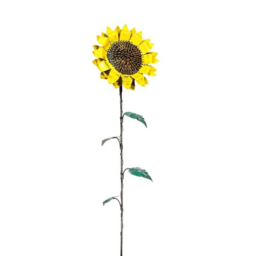 Garden 114cm Metal Stake Sunflower Floral Decor Small - Yellow