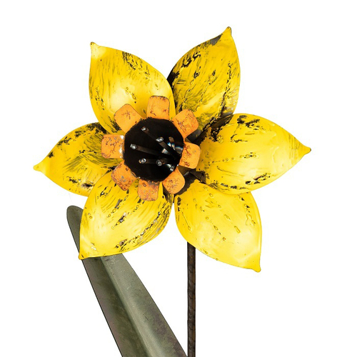 Garden 105cm Metal Stake Daffodil Floral Outdoor Decor - Yellow