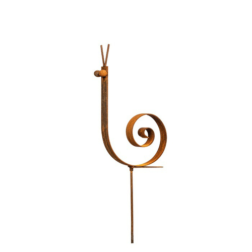 Garden 40cm Rust Metal Snail Stake Outdoor Decor Small