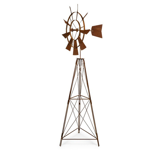 Garden Rust Metal 183cm Aussie Tripod Windmill Outdoor Decor